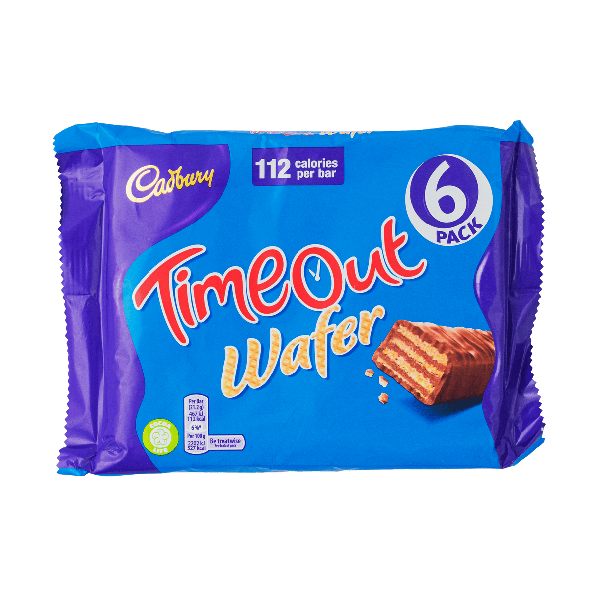 Cadbury Timeout Milk Chocolate Wafer Bar (6 x 20.2 g) 121.2g